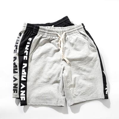 China Custom Men's Cotton French Terry Sweat Shorts 2021 Anti Wrinkle Gym Side Bars Logo Men's Shorts for sale