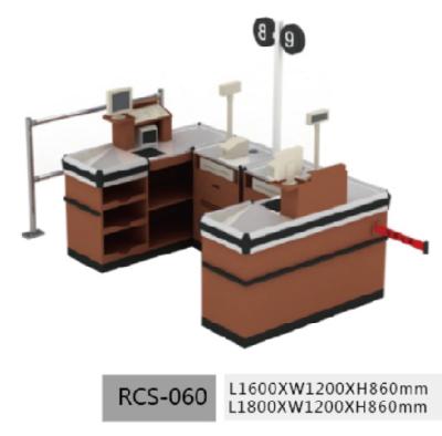 China Cold Rolled Steel Stainless Steel Supermarket + Checkout Counter With Conveyor Belt / Electric Checkout Counter For Sale for sale