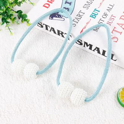 China Decoration Home Accessories Magnetic Punch Shade Tieback Rope Hangs Polyester Ball Curtain Buckle Holder Does Not Cut Curtain Rope Tieback for sale