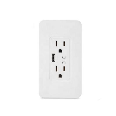 China 1 USB Port +2 Outlet Amazon Alexa Google Home Wall Outlet Plug In US Standard 120 16A Tuya Timer APP WiFi Smart USB Charger Sockets And Switches for sale