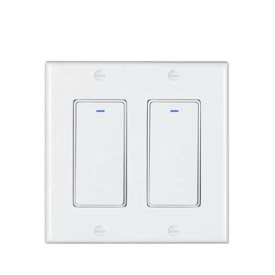 China US AU Home Hotel Wall Switch 2 Band Tuya Smart Remote Control App Google Alexa Voice Remote Control Button No WiFi Neutral Smart Lamp Switch for sale