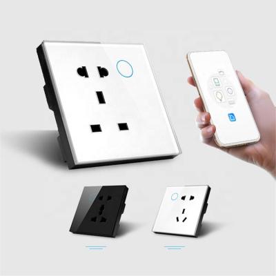 China PC +Tempered Glass Panel Smart Home Accessories Devices Supplies Phone App Black Wifi Power Outlet 10A Panel Electrical US WiFi UK Standard Wall Outlet for sale