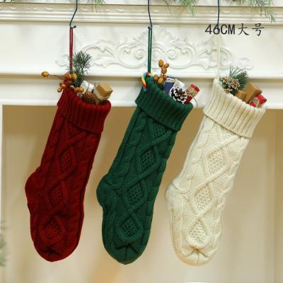 China Christamas Home Decor Sock Christmas Knitted Stocking Decor Festival Gift Bag Fireplace Christmas Tree Ornaments Hanging Decor for sale