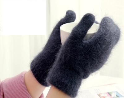 China Fingerless Winter Gloves Women Rabbit Gloves Daily Life Woolen Cute Winter Female Fur Gloves for sale