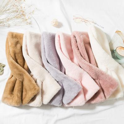 China Simple Solid Color Plush Scarf Autumn/Winter Women Warm Thick Edition Scarf for sale