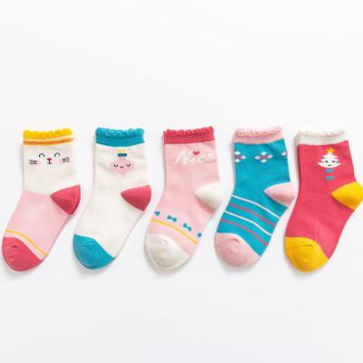 China 5 pairs viable/children's socks autumn and winter polyester cotton tube socks boys and girls floor socks for sale