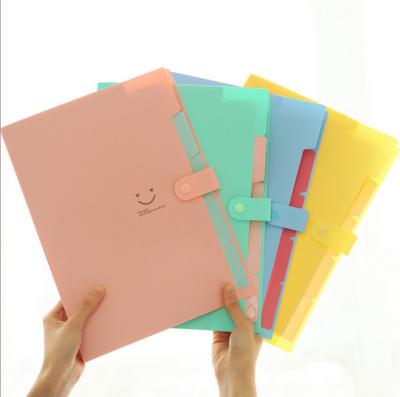 China Multifunctional multi-layer PVC A4 folder office supplies can be LOGO Plastic folder office candy color printed material folder for sale