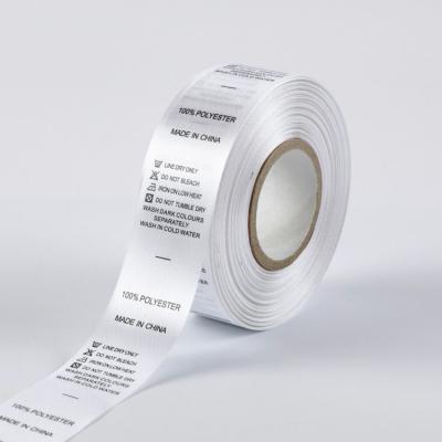 China Sustainable Printed Ribbon Roll Instructions Labels Manufacturer Customized Wash Care Clothing Wash Label For Garment for sale