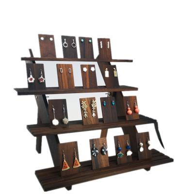 China Ruichen Gold Black Walnut Earring Stand Jewelry Display Rack Set Eco-friendly Creative Shop Props Shooting Props for sale