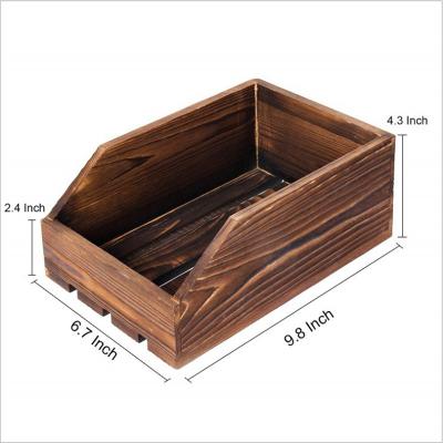 China China wood charred home storage box, dark wood flower pot, household sundries matching box, kitchen tableware display, etc. for sale