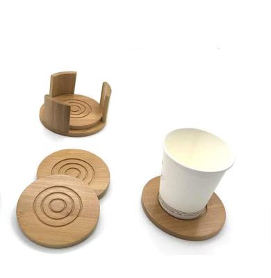 China China Set Of 6 Round Bamboo Coasters With Stand Dining Mat Bamboo Round Tea Coaster Insulation Pad Coffee Cup Drink Mat Tea Cup for sale