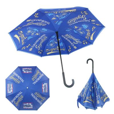 China Minimalist Auto Open Promotion Gifts Custom Logo Printed Upside Down Inverted Reverse Umbrella For Car for sale