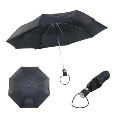 China Lightweight Customized Double Folding Automatiac 3 Fold Umbrella With Logo Prints for sale