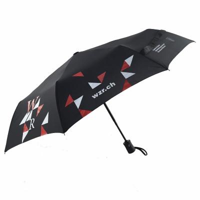 China Black Wind Proof Promotion 3 Folds Automatic Umbrella for sale