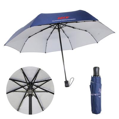 China Promotional Cheap Custom 3 Fold UV Coated Umbrella With Logo Printing for sale