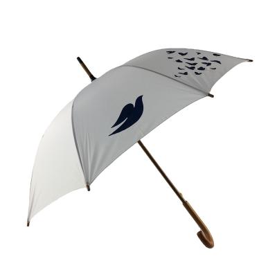 China Automatic Open Stick Wooden Handle Advertising Promotional Umbrella for sale