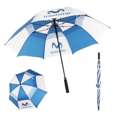 China Minimalist Promotional Large Size Double Canopy Vent Golf Windproof Umbrella With Logo Customized for sale