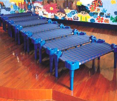 China Plastic bed corner+iron tube+blue fabric children stacking bed 1129 for sale