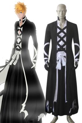 China Anime Costumes Wholesale Bleach Ichigo Kurosaki New Bankai Kimono Look Anime Cosplay Costumes for sale