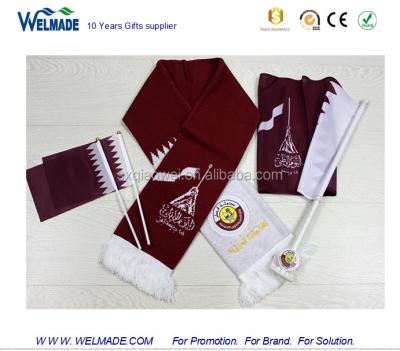 China Qatar national day hanging gifts, corporate giveaway gift items, Qatar flag, Qatar scarf for sale