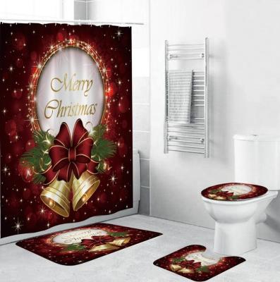 China Viable Christmas Geometric Shower Curtain with Hooks for sale