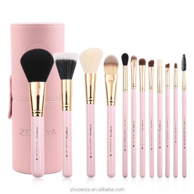 China Angular Blush ZOREYA Professional Hot New 12 Pcs Private Label Products Manufacture Rose Gold Makeup Brushes for sale