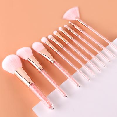 China Angular Blush Professional Makeup Brushes 2020 Hot Sale 10pcs Glitter Makeup Brush Set Diamond Rose Makeup Brush for sale