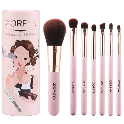 China Angular Blush 7 Pcs Makeup Brush Eco Pink Makeup Brush Set Makeup Soft Hair Brushes for sale