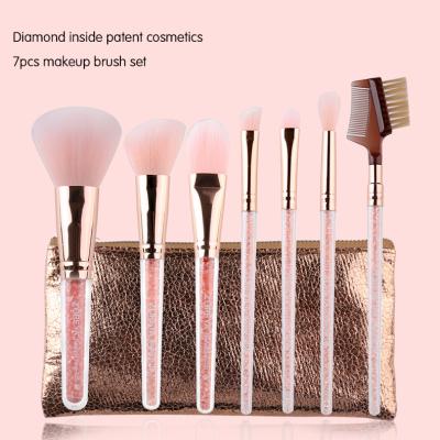 China Angular Blush Zoreya 7pcs Pink Diamond Makeup Brush Set With Bag Powder Face Brush Cosmetic Tools for sale