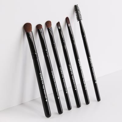 China Angular Blush Black 6pcs Natural Hair Makeup Brushes Custom Eye Makeup Brush Set for sale