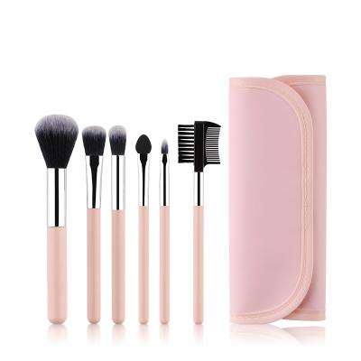 China Angular Blush Zoreya 6pcs Makeup Brush Set Powder Shader Eye Sponge Lip Brow Blending Comb Sweeps Beautiful Pink Green High Quality for sale