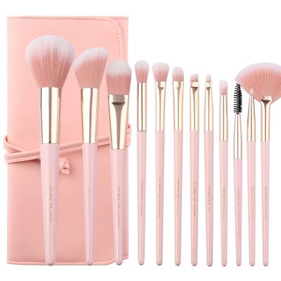 China Angular Blush ZOREYA 2020 New Product 12 Pcs Makeup Brush Pink Synthetic Hair Make Up Brush Set for sale