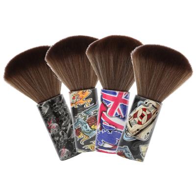 China Waterproof Fashion Printing Solid Wood Fiber Hair Barber Shaving Brush Neck Cloth Brush Beard Brush for sale