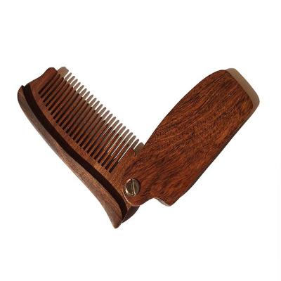 China Foldable China Sandral Pocket Round Main Tooth Red Wooden Beard Comb for sale