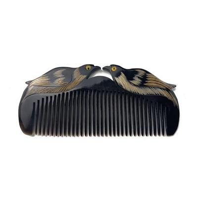 China Home Handcraft Chinese Style Engraved Horn Combs Delicate Hair Care Tool Gifts With Good Meaning for sale