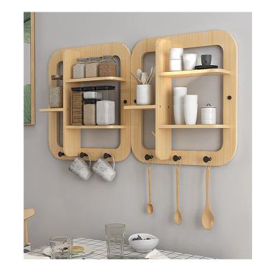 China Sustainable Natural Color Kitchen Storage Wall Mount Bamboo Wall Shelves for sale