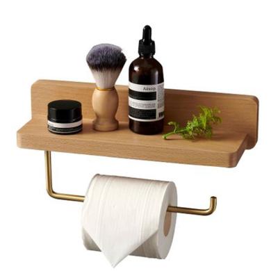 China New Walnut Classic/Postmodern Wood Shelf Wall Hook Towel Racks Brass Toilet Paper Holder for sale