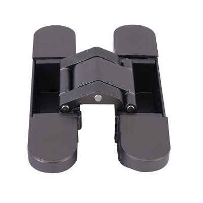 China Modern High Quality 180 Degree Adjustable Zinc Alloy European 3D Satin Nickel Exterior Door Black Hidden Door Hinge for sale