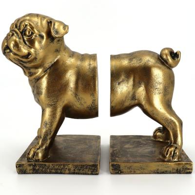 China Folk Art Resin Funny Animal Design Bulldog Bookends For Home Decoration for sale