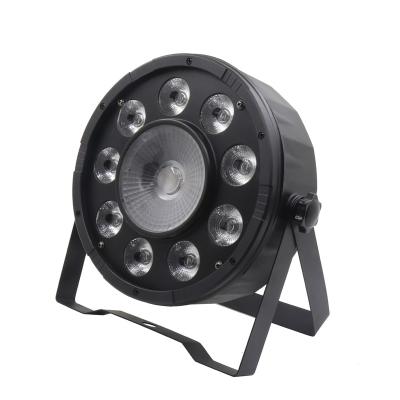 China Ktv Small Dmx 512 10 Pcs Rgbw 4 In 1 Par Light Flat Led Cob + Smd White Strobe Par Multi Effect Light for sale