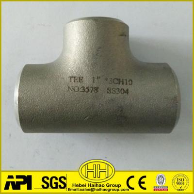 China 1 inch sch10 ss304 petroleum pipe fittings butt weld equal tee for sale