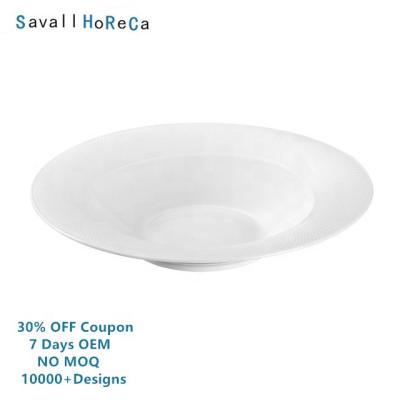 China Savall 7days Supply OEMstar Hotel Viable White Tableware Restaurant Ceramic Deep Dish Porcelain Deep Soup Dish for sale