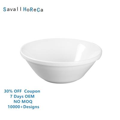 China Sustainable Star Hotel Savall HoReCa Serving Restaurant Ceramic White Salad Mixing Bowl Eco-Friendly Salad Bowl for sale