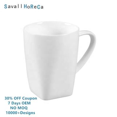 China Savall HoReCa 7DaysOEM Sustainable Restaurant Heat Tea Infuser Mug Coffee Square Supply White Custom Ceramic Coffeemug for sale