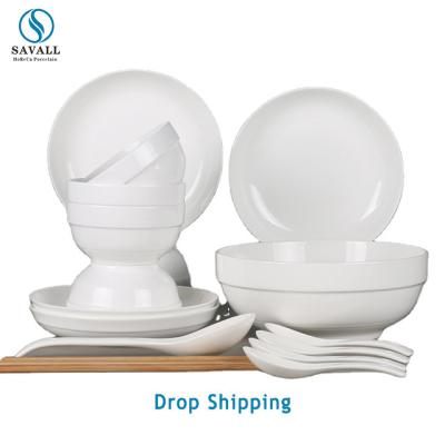 China Savall HoReCa 52pc Viable White Ceramic Dinnerware Sets Bone China Dinnerware Sets Ceramic Porcelain White Dinner Sets for sale