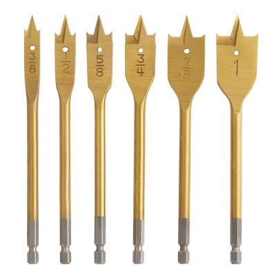 China TG Wood Drilling Tools Manufacturers 6 Pcs Hex Leg Shovel Bits Titanium Coated Wood Drilling Machine for sale