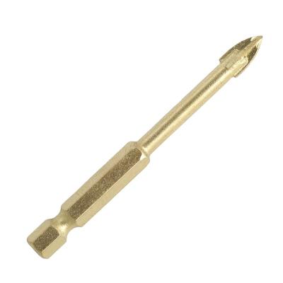 China TG Glass Drilling Tools Cross Hex Shank Head Titanium For Glass Drill Bit For Ceramic Tile for sale