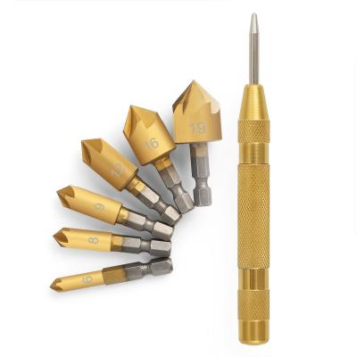 China Countersink TG Tools Manufacturers 7pcs Countersink Drill Bit Set With Center Punch for sale