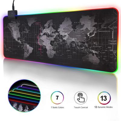 China Computer Accessories Wholesale Custom Design Large Size Micro Woven Fabric Glowing Lighting RGB LED Gaming Mouse Pad for sale