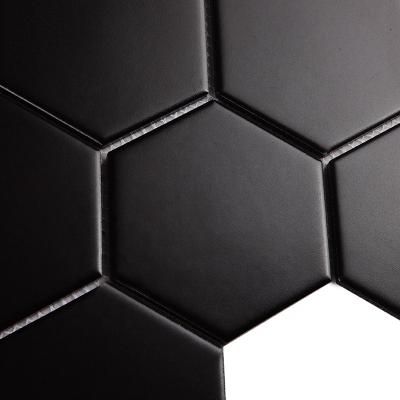 China Ceramic Black Color Mix Metal Hexagon Wall Tile Ceramic Mosaic, Wall Mosaic Tiles for sale